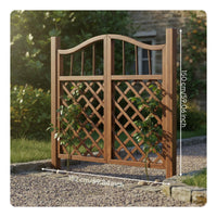 Wooden Lattice Gate Weather-Resistant Arched Double Garden Gate Anti Carbonized Fir Wood Fence for Homeowners, Yard, Vegetable Bed, Patio