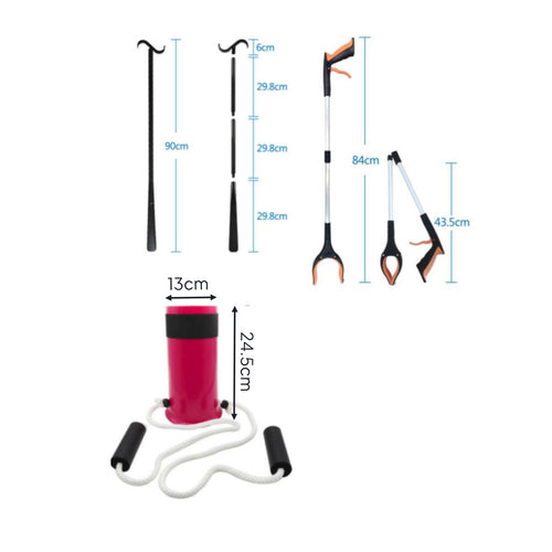 3 Pieces Sock Aid Shoe Insert and Reacher Grabber Set for Elderly, Disabled