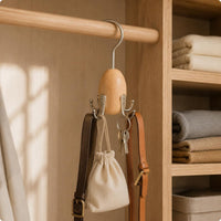 Wooden Wardrobe Hook Compact Four-Hook Hanger Space Saving for Closet