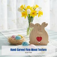 Wooden Hare Family Game Set, Hand-Carved Hardwood Decor, Modern Minimalist Accent, Easter Gift
