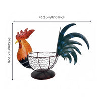 Cockerel Wire Basket Painted Cockerel Ornamental Egg Basket Vintage Design