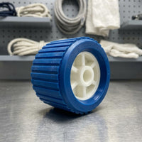 108 Mm EVA Keel Roller Blue Ribbed Keel Roller Cylindrical White Hub