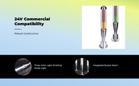LED alarm tower light, 3-color, sound/light warning, 24V DC