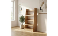 Leaning Bookshelf Open Shelves 5-Tier Bookshelf Space-Saving Ladder Shelf for Living Room, Bedroom