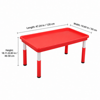 Kids Activity Table, Height Adjustable Tuff Tray for Messy Play, 120cm x 50cm Rectangular Water Table, Synthetic Polymer for Kindergarten