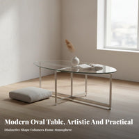 Tripod Base Oval Table Wabi-Sabi Aesthetic Household Furniture Minimalist Design Vintage Inspired for Living Room, Small Spaces