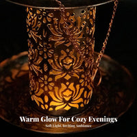 Solar Powered Bird Feeder Automatic activation/Off Hanging Solar Bird Feeder Metal Hollow-out Garden Lantern for Gardeners, Yard, Patio, Balcony