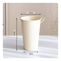 Iron Flower Bucket Double Handles Metal Bucket Vase Dried Flowers Double-Handle Vase for Wedding