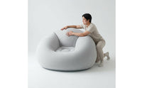 Long-Fleece Flocked Inflatable Sofa PVC Base Lounging Inflatable Sofa Heat-Bonded Inflatable Couch Leak Resistant