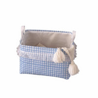 Foldable textile container with Lid Decorative Organizer Box double accessible-toping Zippers