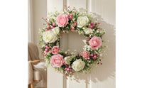 Door Wreath with Roses Realistic Rose Wreath Long-Lasting for Entryway, Wall