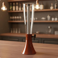Beer Column Dispenser Wood Grain Base Drink Tap Column Transparent Body for Bar