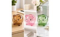 Transparent Piggy Bank Clear Pig Currency Bank Plastic Cartoon for Children, Children, Toddlers, Bedroom, Desk, Shelf