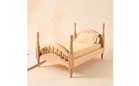 Dollhouse Bed with Mattress Carved Miniature Single Bed 1:12 Scale Furniture for Collectors, Hobbyists, Diorama
