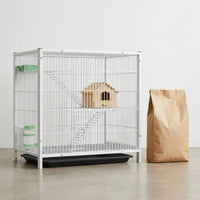 Guinea Pig Cage and Multi-Level Pet Cage, Metal Wire Small Animal Enclosure, Squirrel Cage Indoor with 1.5cm Bar Spacing and Removable Out Tray