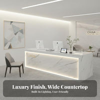 Modern Reception Desk Sturdy Construction Company Front Desk Wide Countertop Modern Checkout Counter for Receptionists, Retail Store, Boutique, Lobby