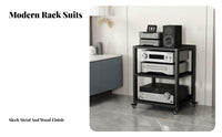 1 Piece Amplifier Stand Heavy Duty Audio Rack Steel Frame Rolling Equipment Stand Stable Multi-tier Storage Suitable for Audiophiles Home Theater Living Room