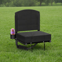 Padded Foldable Stadium Seat with Backrest Folding Portable Bleacher Seat with Hooks Non-Slip Stadium Chair with Cup Holder Lightweight for Spectators