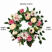 Summer Door Wreath, 50-55cm Artificial Floral, Rustic Faux for Front Door & Wall Decor, Spring & All Year Outdoor