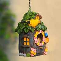 Hanging Birdhouse Ornament Cute Design Resin Birdhouse Bright Colors Mini Avian Abode Ornament for Yard, Patio