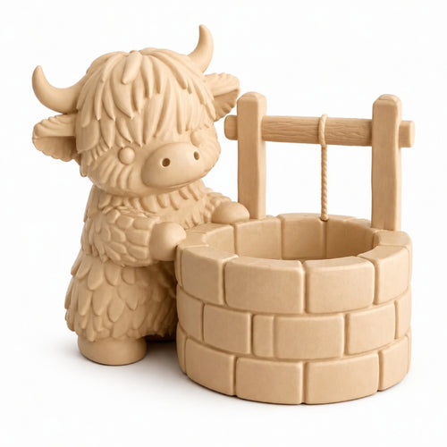 Scottish Cattle Planter Indoor Cow Ornament with Flower Pot Farmhouse for Windowsill