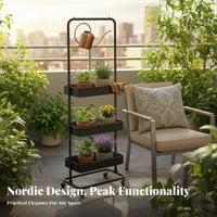 3-Tier Rolling Rack with Hanging Grid Multi-Functional 3-Tier Rolling Wire Rack