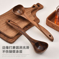 Japanese Style Thickened Large Head Spoon Household Wooden Spoon for Soup Hot Pot Acacia Wood Long Handle Turtle Shell Soup Spoon Custom LOGO
