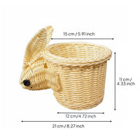 Imitation Rattan Hare Storage Holder Decorative Hare Shaped Basket Wicker Bunny Storage Bin for Kids, Kitchen, Living Room, Party