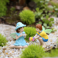 Boy and Girl Figurine Set Glowing Miniature Boy and Girl Statues Gift for Desk