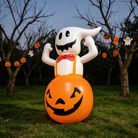 Halloween Inflatable Ghost Pumpkin Tumbler Decoration, PVC, Outdoor