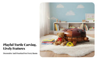 Tortoise-Shaped Ottoman Multi-Functional Upholstered Footrest Padded Seat Carved Base for Adults, Awayice Workers, Entryway