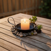 Black Candle Holder Stable Base Pillar Candle Holder Sturdy Iron for Living Room