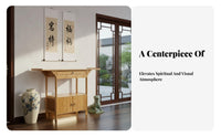 Chinese design Design Narrow Two-Drawer Entryway Table Slim silhouette Narrow Console Table with Drawers Elegant Aesthetics Household Furniture Multi-Purpose for Religious Individuals, Interior Decorators, Hallway, Prayer Corner, Living Room, Office