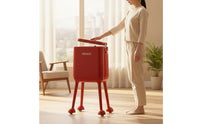 High-Legged Trash Bin with Inner Pail Rectangular Trash Can with Lid Modern Waste Bin with Wheels Sturdy for Kitchen