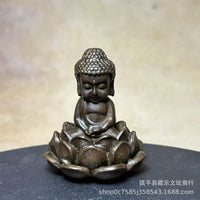 Antique-style Seated Shakyamuni Buddha Figurine for Home and Office Decor