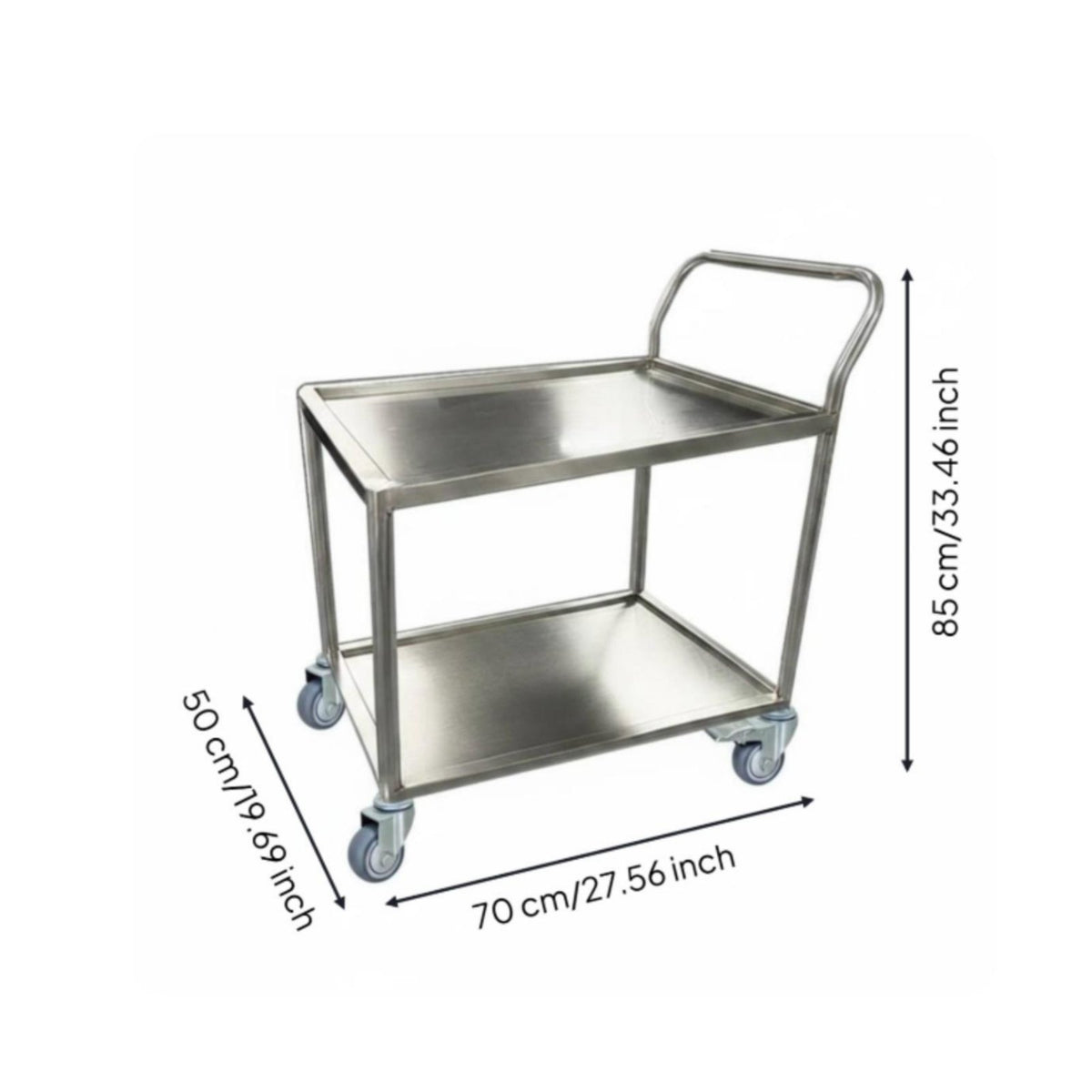 Anti-Static Laboratory Instrument Trolley High Load Capacity 2-Tier Stainless Steel Trolley Quiet Casters Heavy Duty Tool Trolley Long-Lasting for Workshop, Warehouse, Kitchen
