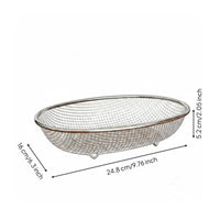 Oval Mesh Colander Heavy Duty Stainless Steel Strainer Basket Dishwasher Safe
