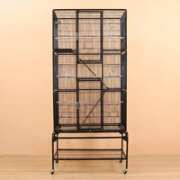 Extra Large Bird Cage for Parrot, Cockatiel Cage with 6 Perches, Multi-Level Tall Spacious Indoor Habitat on Rolling Stand with Storage Shelf