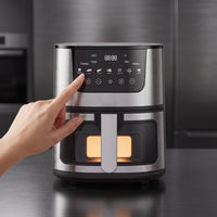 Nonstick Air Fryer Brushed Electronic Air Fryer Adjustable Temperature Cooker Presets for Kitchen
