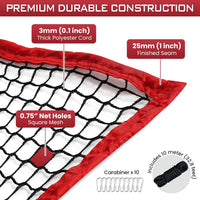 Multi-Sport Practice Net for Baseball, Golf, and Other Ball Sports, 10x10ft, Red, Polyester