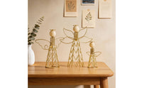 Wood and Metal Angel Ornament Modern Linear Art for Bedroom, Office