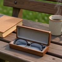 Wooden Eyeglass Case Secure Walnut Glasses Case Lightweight for Travel, Car