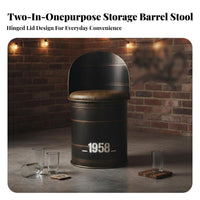 Oil Drum Storage Stool Upcycled Barrel Furniture Padded Seat for Bar Owners