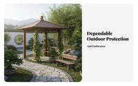 Four-Cornered Pergola Traditional Chinese & Design Rigid Roof Gazebo Climbing Fruit Trellis Garden Pavilion for Homeowners, Families, Courtyard