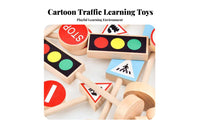 Early Education Wooden Traffic Sign Toy Set Educational Traffic Learning Toy Set Long-Lasting Wood Construction for Preschool, Classroom