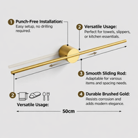 Sink Metal Towel Bar, Wall Mounted Punch Rack for Bathroom & Kitchen, Modern Minimalist Design for Homeowners, Versatile Storage for and Small Items