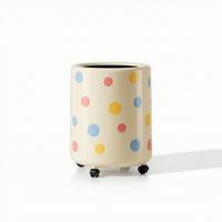 Rolling Trash Can Glossy Trash Can with Wheels Modern for Bedroom