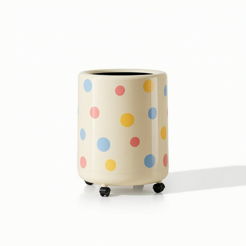 Rolling Trash Can Glossy Trash Can with Wheels Modern for Bedroom