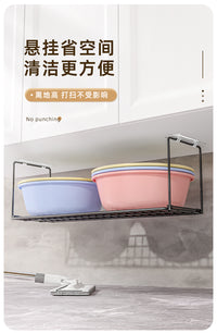 洗脸盆收纳盆子置物架免打孔放挂盆各种神器家用架子卫生间柜下的 【升级加长加高】白色（放两组盆/可折叠）