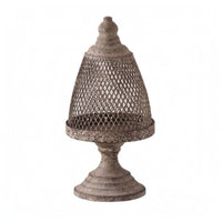 Vintage Avian Enclosure Candle Stand Distressed Finish Metal Avian Enclosure
